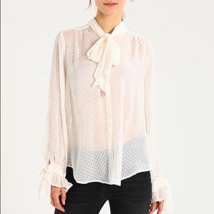 Banana Republic Tie Neck Dot Bow Sleeve Blouse